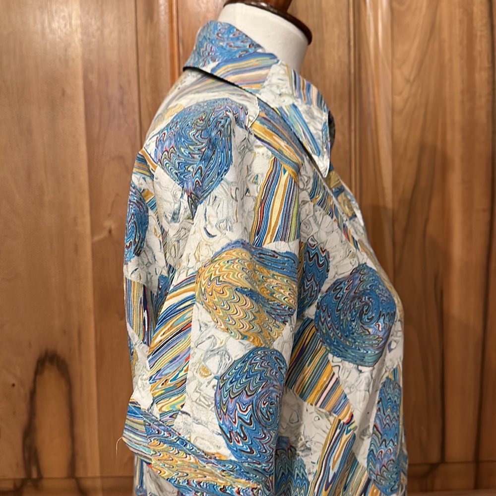 Vintage Psychedelic Rainbow, Men’s Button-up Short Sleeve, No Tags Est size S/XS - Picture 12 of 15